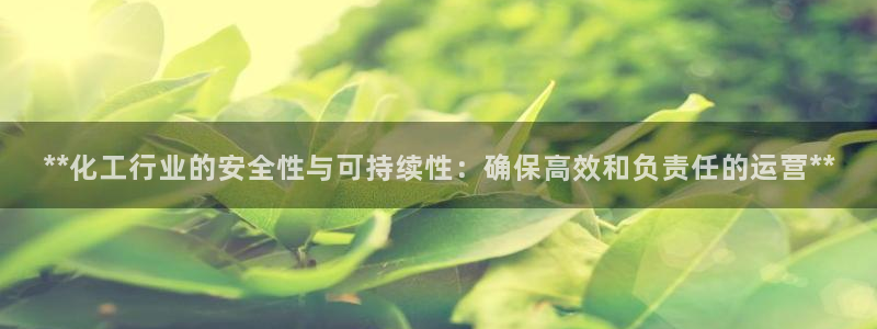 亿万先生mr网址：**化工行业的安全性与可持续性：确保高效和负责任的运营**